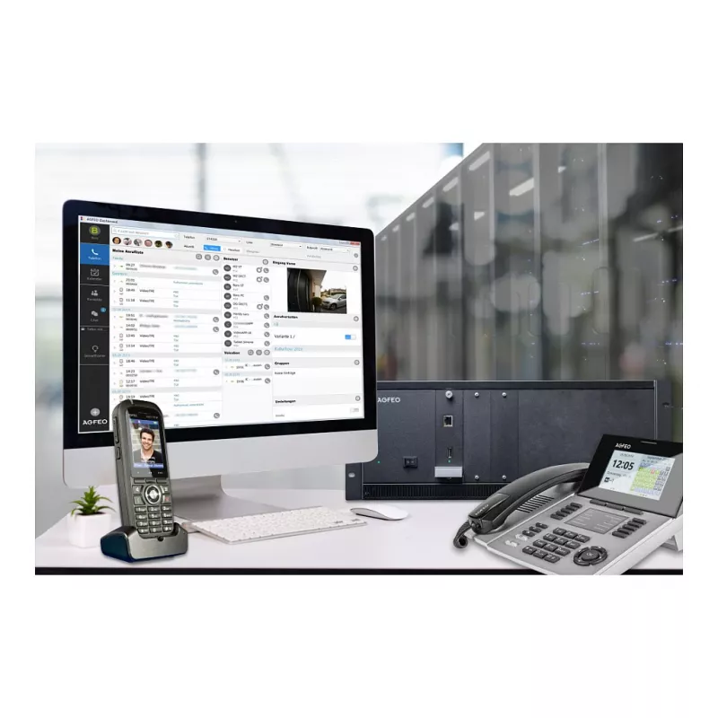 AGFEO ES 730 IT Sistema de comunicação IP (PBX) – 100 participantes, 100 SIP-Trunks, 30 chamadas VoIP, Gigabit Ethernet, USB, firewall, VPN, UC-Suite, CTI, Web-GUI