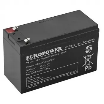 Bateria AGM EUROPOWER Série EP 12V 7,2Ah (vida útil 6-9 anos)