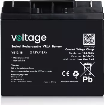 Bateria AGM Voltage 12V 18Ah VE12-18 (duração 6-9 anos)