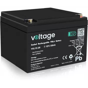 Bateria AGM Voltage Long Life 12V 28Ah VEL12-28 (15 anos de vida útil)