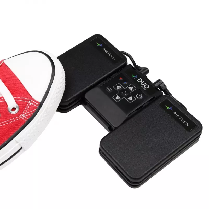 Airturn DUO 500 - Controlador de pedal para virar páginas com Bluetooth 5.0, interruptores de membrana silenciosos, bateria de 200h, USB-C