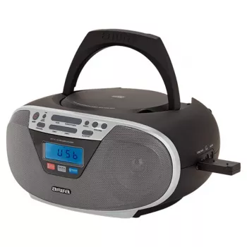 Sistema estéreo portátil Aiwa BBTU-400SL CD/FM RDS/USB/Bluetooth prateado com reprodução MP3
