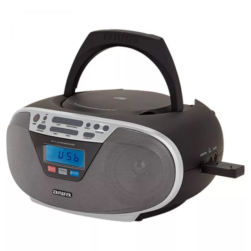 Sistema estéreo portátil Aiwa BBTU-400SL CD/FM RDS/USB/Bluetooth prateado com reprodução MP3