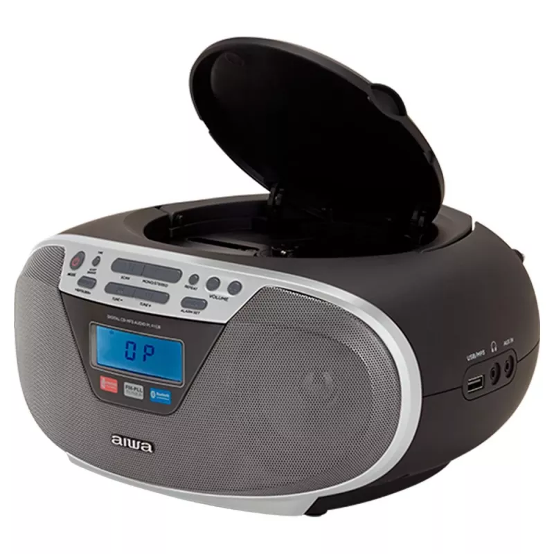 Sistema estéreo portátil Aiwa BBTU-400SL CD/FM RDS/USB/Bluetooth prateado com reprodução MP3