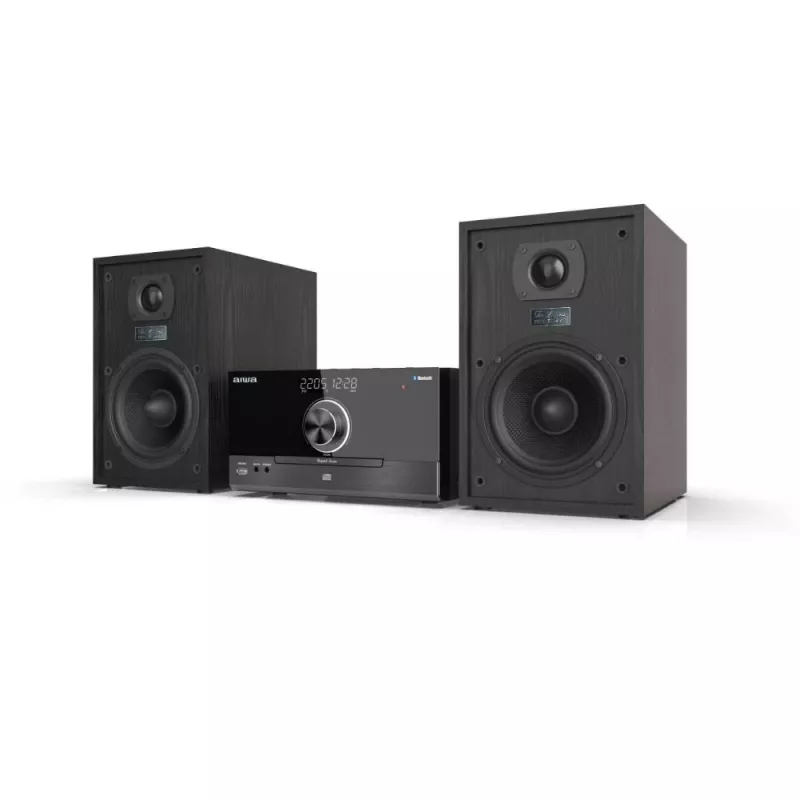 Aiwa MSBTU-600 Sistema Micro Hi-Fi 50W com Bluetooth, CD, rádio FM, USB, Aux-In, visor LED, comando, preto