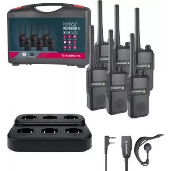 Conjunto de walkie-talkies Albrecht Tectalk Worker 3 PMR446 – 6 rádios com mala de ferramentas