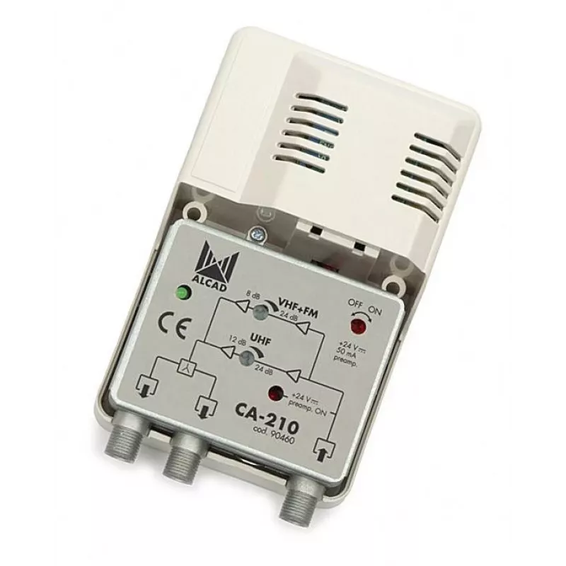 ALCAD CA-210 Amplificador VHF-UHF, 1 entrada / 2 saídas