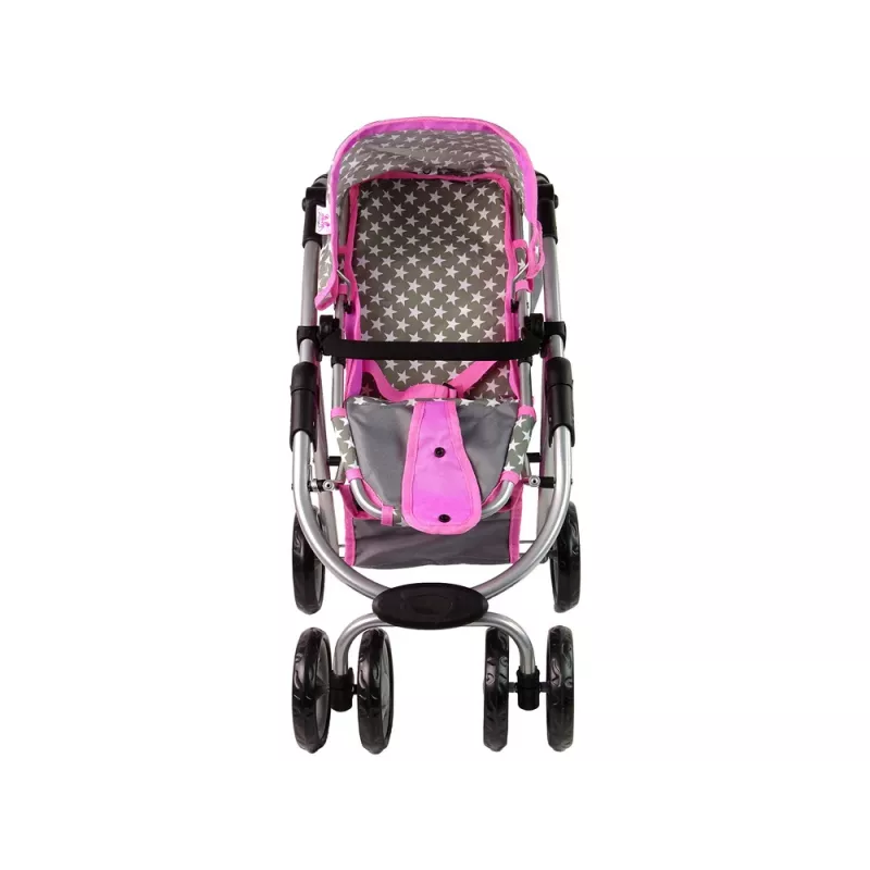 ALICE carrinho de boneca 2 em 1 com saco alcofa rosa estrelas