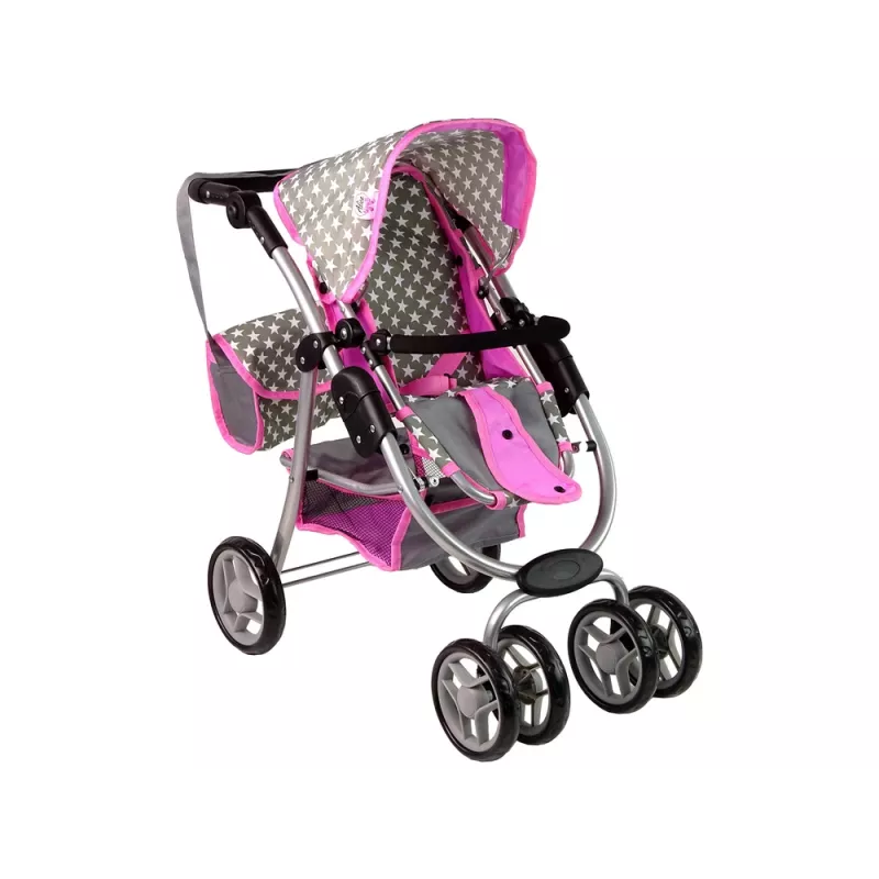 ALICE carrinho de boneca 2 em 1 com saco alcofa rosa estrelas