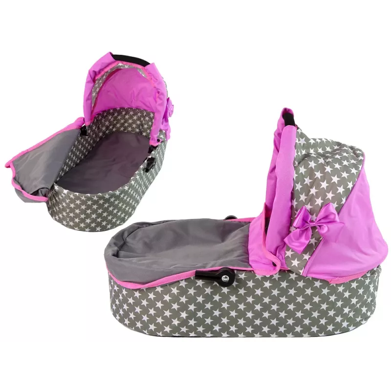 ALICE carrinho de boneca 2 em 1 com saco alcofa rosa estrelas