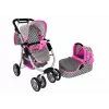ALICE carrinho de boneca 2 em 1 com saco alcofa rosa estrelas