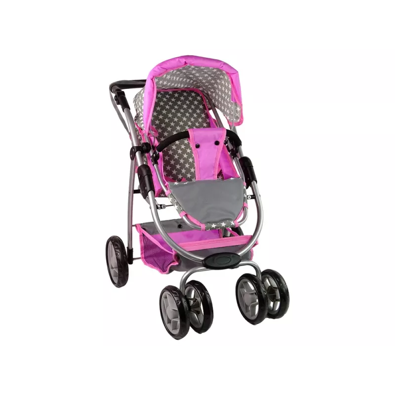 ALICE carrinho de boneca 2 em 1 com saco alcofa rosa estrelas