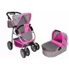 ALICE carrinho de boneca 2 em 1 com saco alcofa rosa estrelas