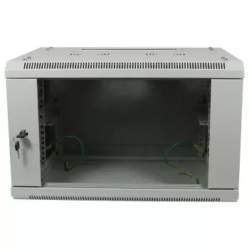 ALLNET Armário de rede de parede 19 polegadas 9U 1 peça profundidade 450mm cinzento-claro Flat Pack série SMA