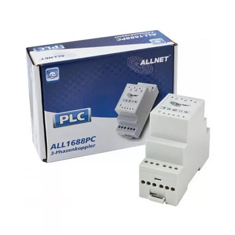 Acoplador de fases Powerline ALLNET ALL1688PC, 3 fases + neutro, passivo, 1-70 MHz, calha DIN