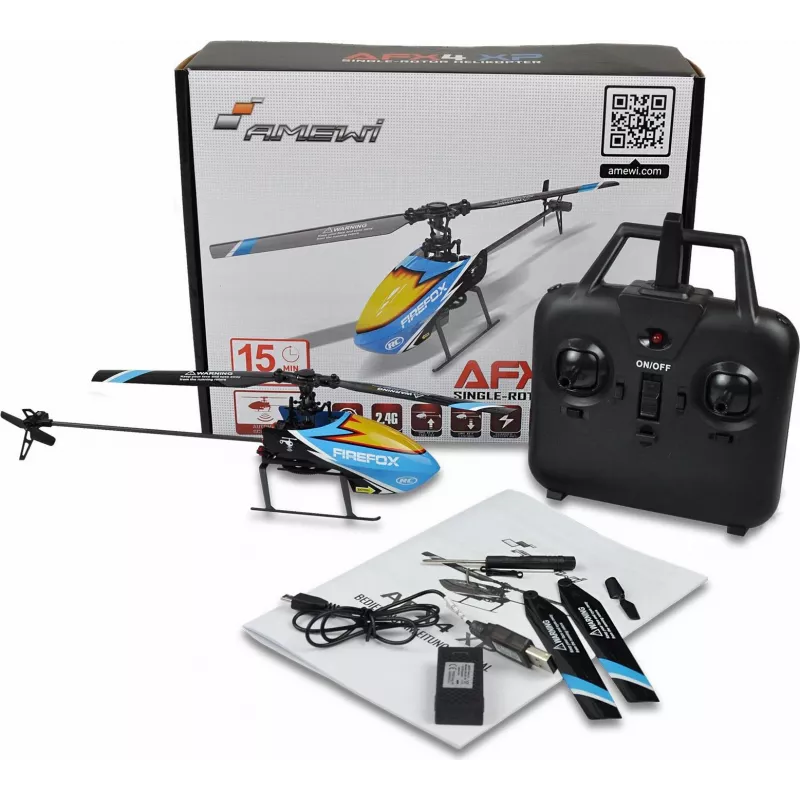 Amewi AFX4 XP Helicóptero RC RTF 2,4 GHz, LiPo 350 mAh, azul/preto