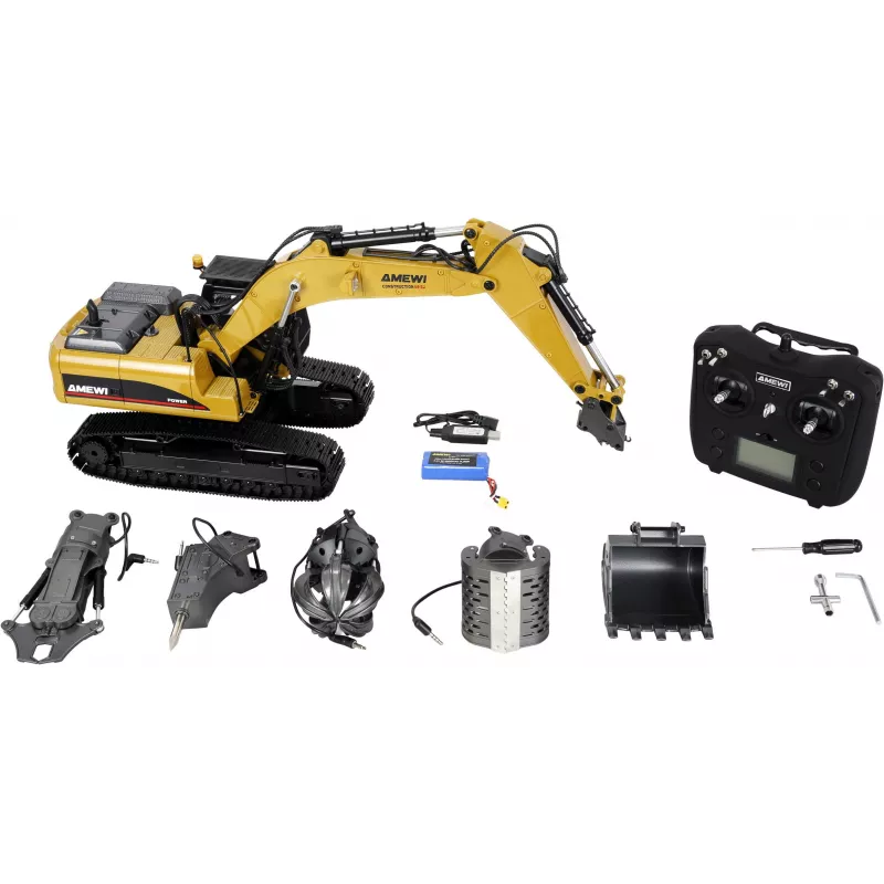 Amewi G705E escavadora metálica 1:14 RTR amarelo 14+