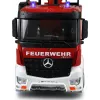 Camião de bombeiros com escada giratória Mercedes-Benz Amewi 1:18 RTR 2,4GHz com jato de água