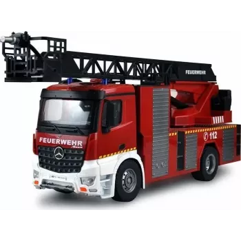 Camião de bombeiros com escada giratória Mercedes-Benz Amewi 1:18 RTR 2,4GHz com jato de água