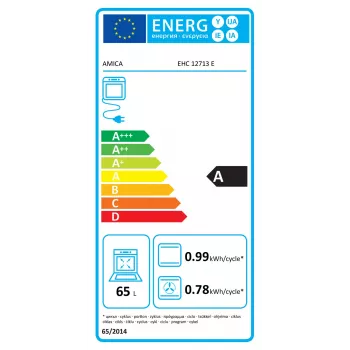 Amica EHC12713E conjunto de forno de encastrar com placa vitrocerâmica, 65 litros, 8 funções, classe energética A, aço inoxidável