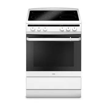 Amica SHC11642W Fogão Elétrico Independente com Placa Vitrocerâmica e Forno 65L, 9 Funções de Aquecimento, Classe Energética A, Branco