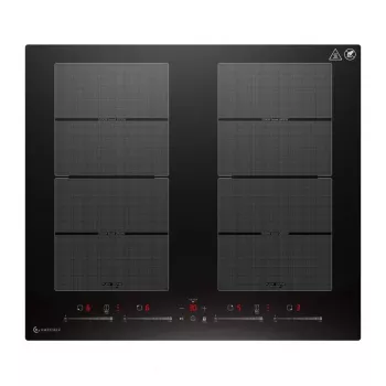 Placa de indução AMZCHEF CE-FS-I74S-FFDD10 4 zonas com controlo tátil, 7200W, preto