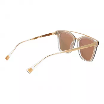 Óculos de sol borboleta para mulher ANA HICKMANN HI9081-66T03, armação dourada, lentes castanhas tonalizadas, 66 mm