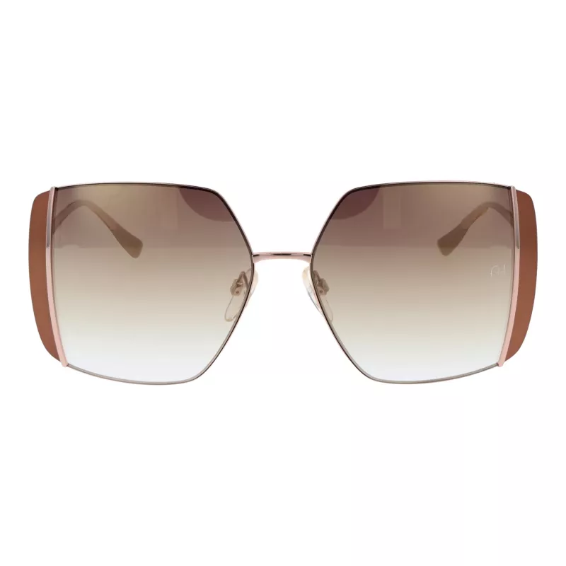 Óculos de sol de mulher ANA HICKMANN AH3189-5605B - armação de acetato castanha, lentes de policarbonato castanhas degradê, largura da lente 57 mm, proteção UV400