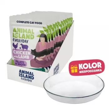 ANIMAL ISLAND Frango com Cordeiro 12x85g + Prato