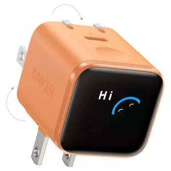 Carregador Anker Nano Charger 45W GaN USB-C com ActiveShield 5.0, Touch-Sensor, SmartDisplay, iPhone-Erkennung, laranja