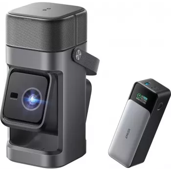 Projetor portátil Anker Nebula P1 com altifalantes removíveis, Full HD 1080p, 650 ANSI Lumen, som surround 2.0 de 20W, Android TV 11, Cinzento
