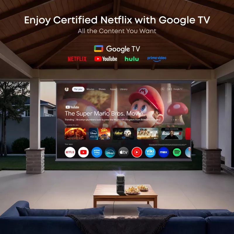Projetor portátil Anker Nebula P1 com altifalantes removíveis, Full HD 1080p, 650 ANSI Lumen, som surround 2.0 de 20W, Android TV 11, Cinzento