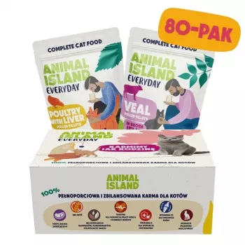 Comida húmida para gatos Animal Island Everyday sabores variados, 80 x 85 g