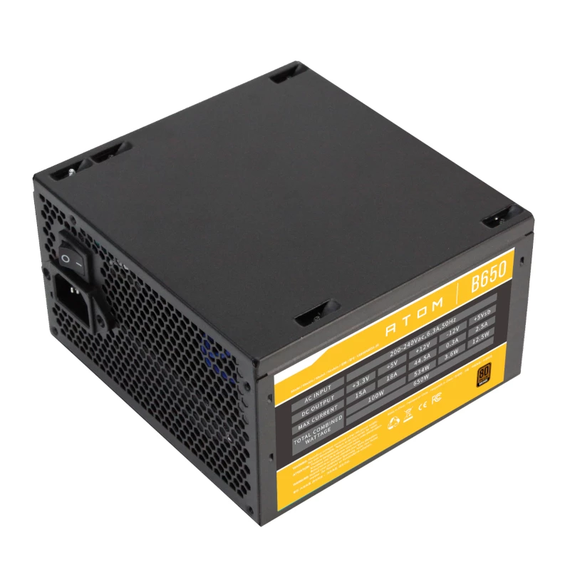 Fonte de alimentação não modular Antec Atom B650 - 650W, 80 PLUS Bronze, ATX, ventoinha 120mm