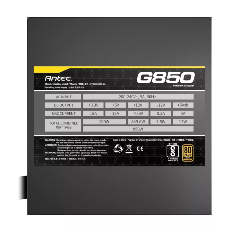 Fonte de alimentação Antec ATOM G850 850W 80 PLUS Gold semi-modular