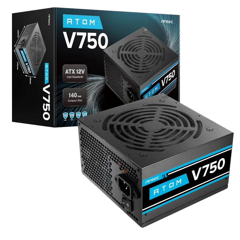 Fonte de alimentação Antec Atom V750 não modular 750W 80 PLUS Bronze ATX