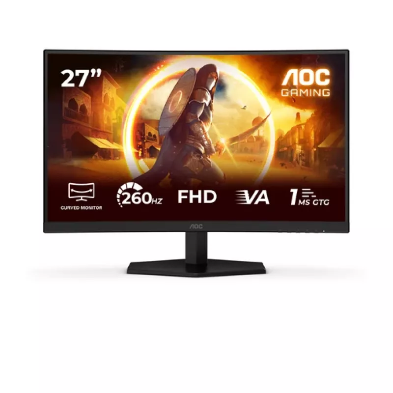 Monitor gaming curvo AOC C27G42ZEP 27 polegadas Full HD VA, 240Hz, 0,5ms MPRT, preto/vermelho