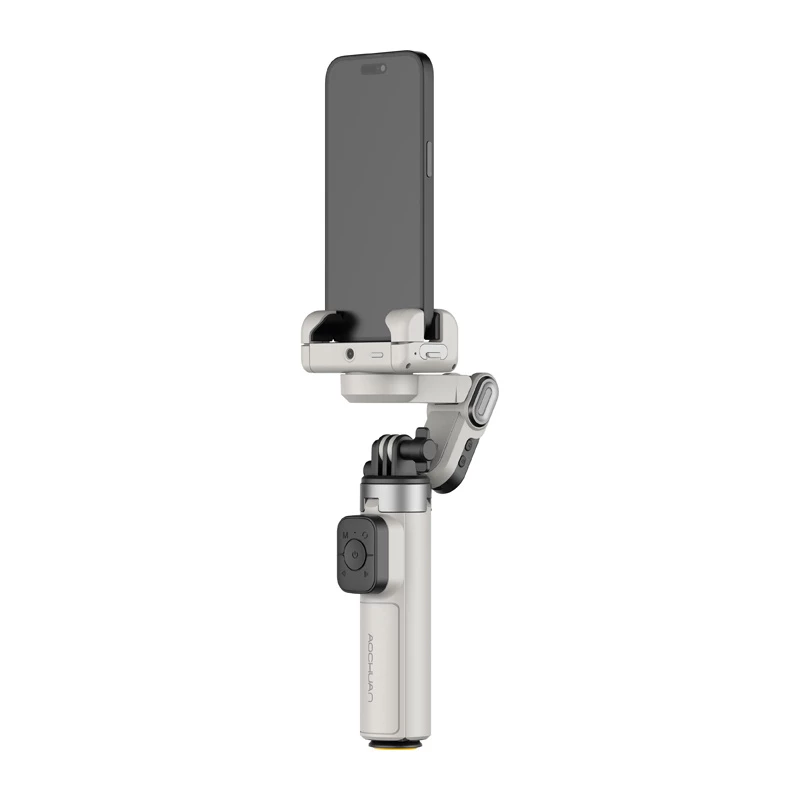 AOCHUAN M3 Pro gimbal AI tripé bastão de selfie 180 cm com lâmpada LED e iluminação RGB preto