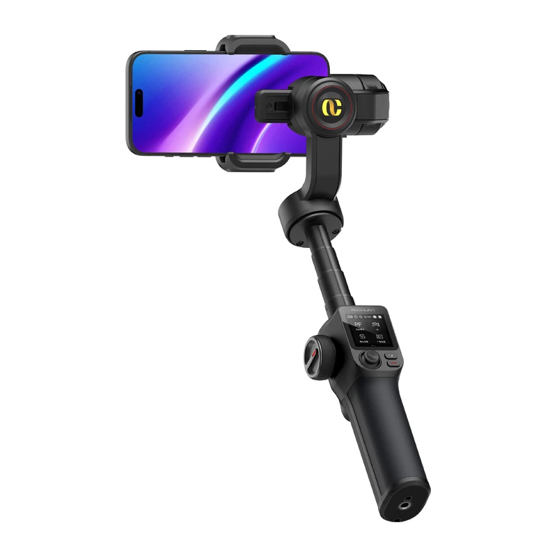 AOCHUAN S3 gimbal para smartphone com rastreamento por IA, ecrã tátil LED, luz e powerbank