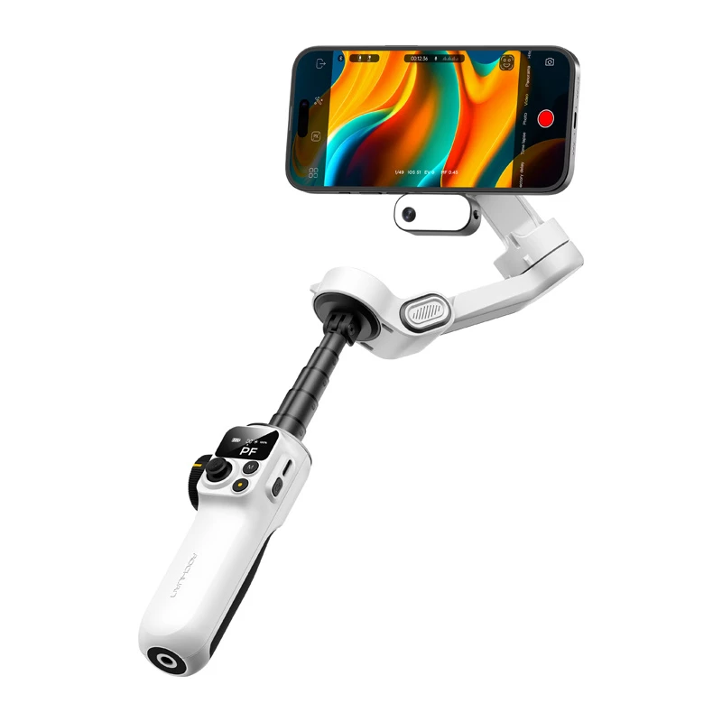 AOCHUAN Smart P2 estabilizador gimbal de 3 eixos com sensor AI, Magsafe, LED, branco