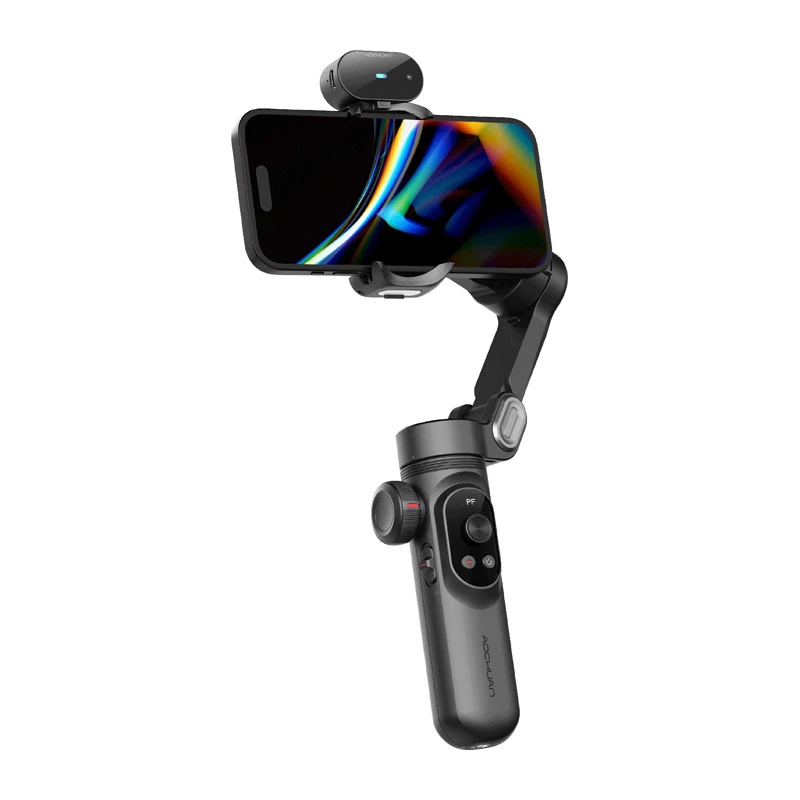 AOCHUAN Smart X Pro estabilizador gimbal de 3 eixos com rastreamento por IA e controlo por gestos para smartphone, preto