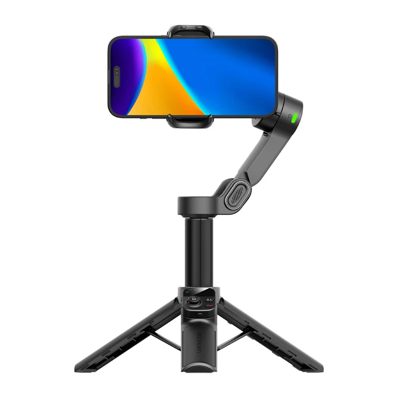 AOCHUAN Smart X3 estabilizador gimbal com rastreamento por IA, luz LED e bastão de selfie para smartphone, preto
