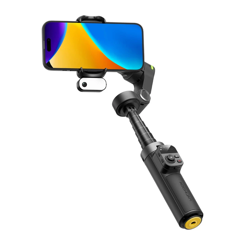 AOCHUAN Smart X3 estabilizador gimbal com rastreamento por IA, luz LED e bastão de selfie para smartphone, preto