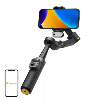 AOCHUAN Smart X3 estabilizador gimbal com rastreamento por IA, luz LED e bastão de selfie para smartphone, preto