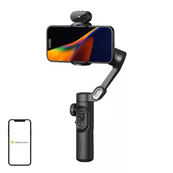 AOCHUAN Smart XE estabilizador gimbal de 3 eixos com rastreamento por IA e controlo por gestos para smartphone, preto