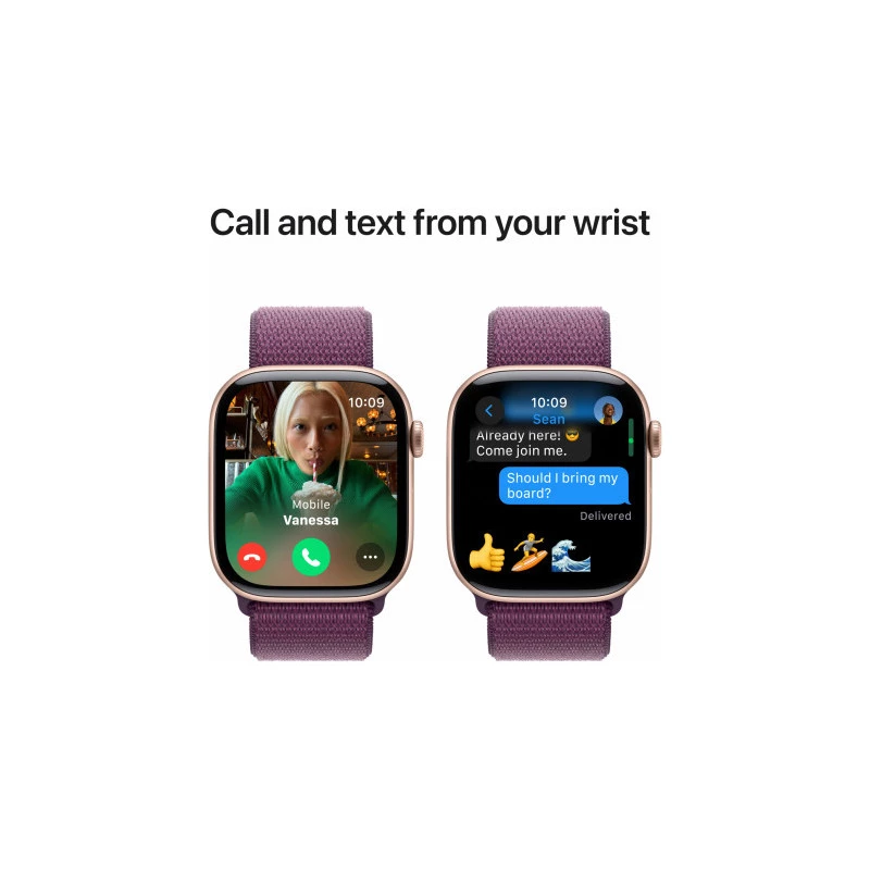 Apple Watch Series 10 GPS 46mm caixa de alumínio rosa-ouro com Sport Loop violeta (MWWV3QI/A)