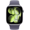 Apple Watch Series 11 (2025) GPS 46mm caixa de alumínio prateada com bracelete desportiva Purple Fog M/L
