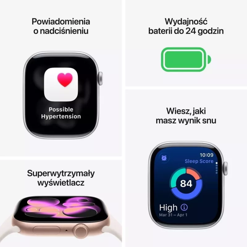 Apple Watch Series 11 GPS 46mm caixa de alumínio ouro rosa com bracelete desportiva Light Blush - S/M, modelo A3333, MEV64RK/A