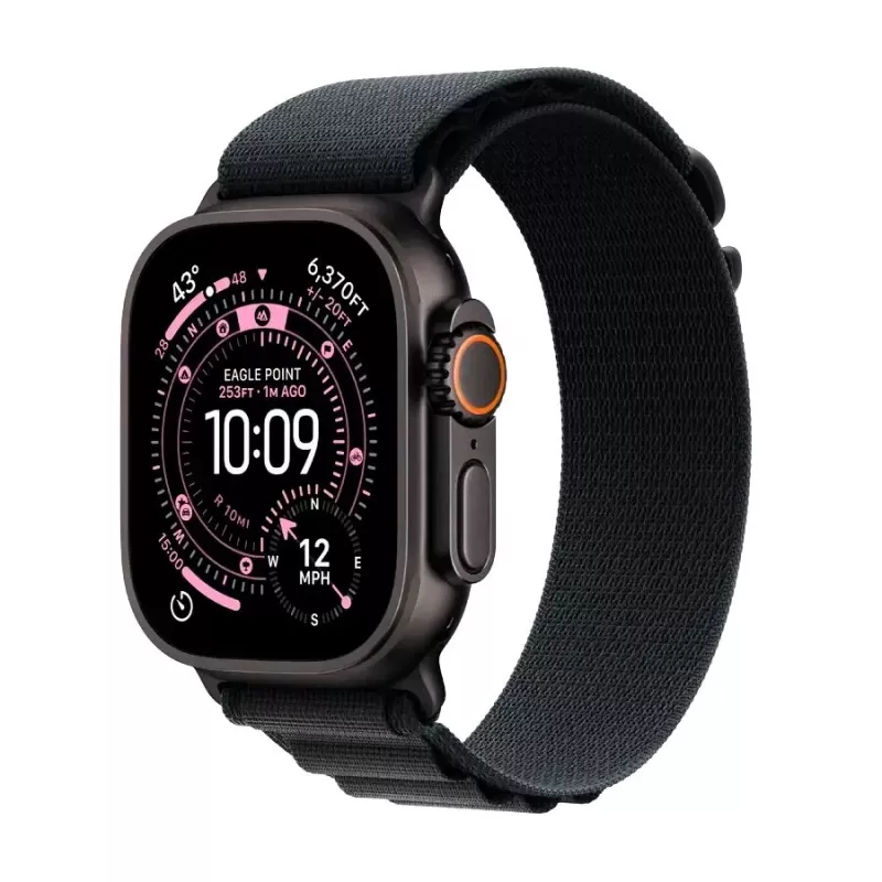 Apple Watch Ultra 3 GPS + Cellular 49mm Caixa de Titânio Preto com Alpine Loop Preto - Grande (Modelo A3281, MF0X4QR/A)