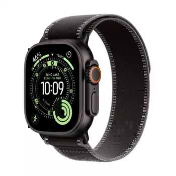 Apple Watch Ultra 3 GPS + Cellular 49mm Caixa de Titânio Preto com Trail Loop Preto/Carvão - Grande (Modelo A3281, MF1H4QR/A)